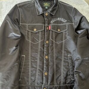 Men's Stall & Dean Black Satin Bomber Jacket"RED PEPPER PARIS"Jacket Paris Sz-L